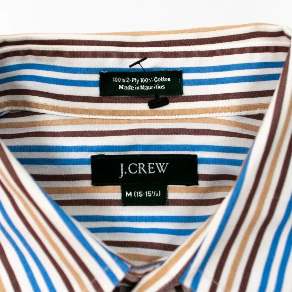J Crew Striped Button Down Shirt Mens M 15 15.5 Long Sleeve Pocket Office NN12